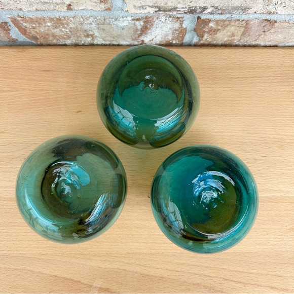 3 Stemless Hand Blown Art Recycled Glass Amber Sea Blue Thick Drinking Glasses - Picture 9 of 12
